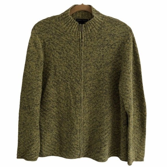 Nomadic Traders Sweater Zip Front MockNeck Green XL - Picture 1 of 9